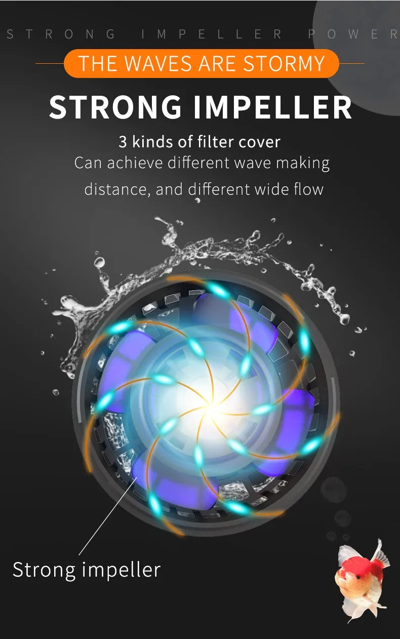 ZKSJ Third generation Mini Slim 2000 Slim 3000 Mini Aquarium Wave Maker Circulation Pump 3 Wave Patterns No control program