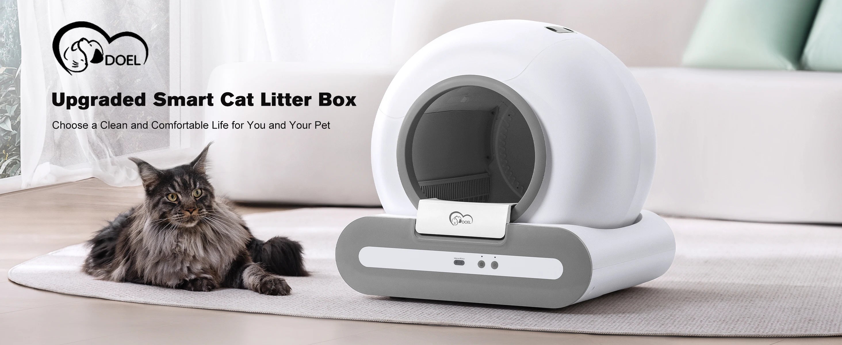 DOEL 65L Self-Cleaning Cat Litter Box App Control, ONLY Supports 2.4G WiFi w/Litter Mat&Trash Bags, Fit for Tofu & Mixed Litter - Play Paws Toys