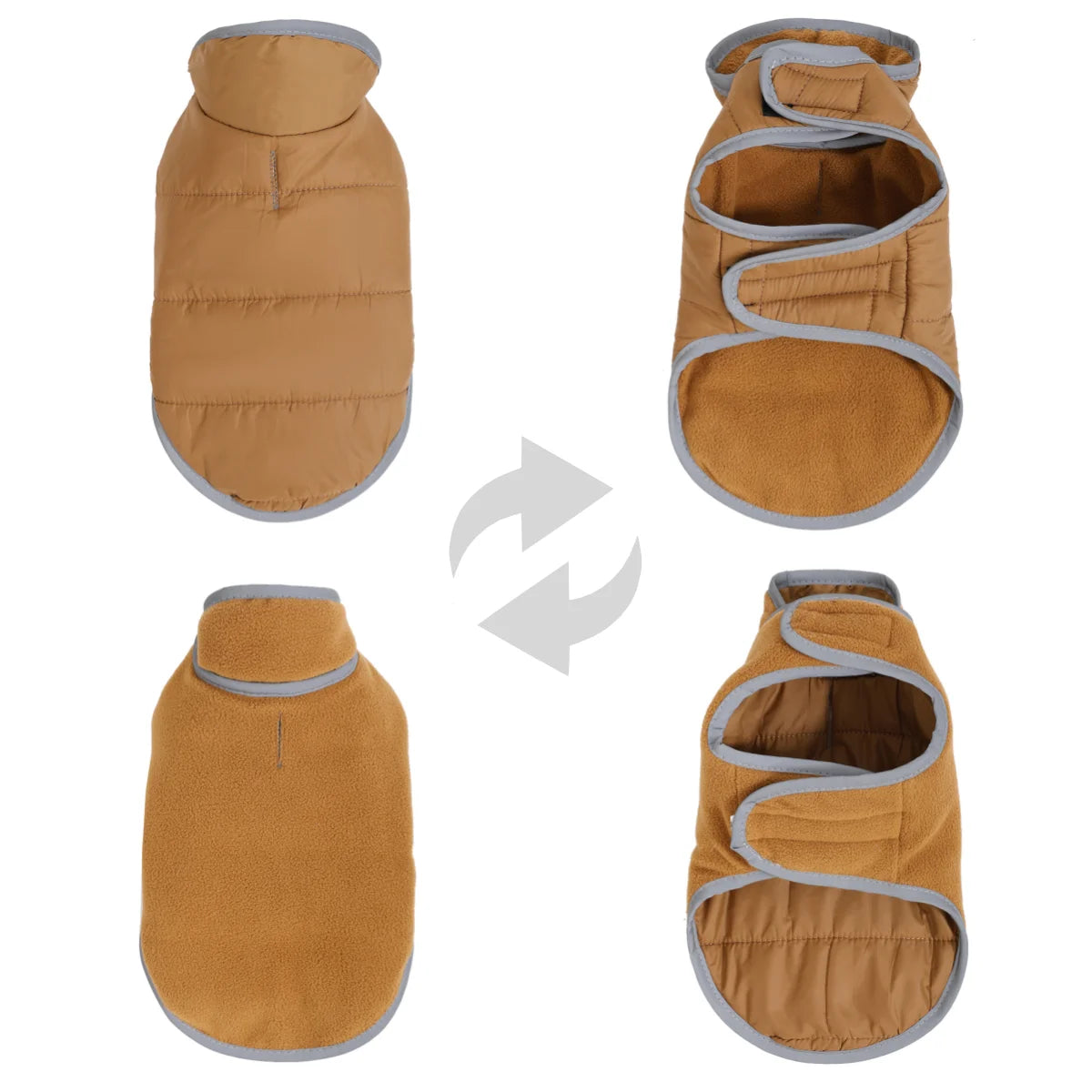Fleece Warm Pet Clothes For Winter Reversible Cat Jacket With Leash Hole Reflective Waterproof Pets Coat For Puppy Cats Sphynx - Play Paws Toys