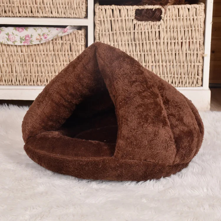 Triangle Pet Dog Kennel Mat Winter Warm Plush Cat Bed House Thickened Sleeping Bag for Small Dogs Cats Pets Supplies Accessories - Play Paws Toys