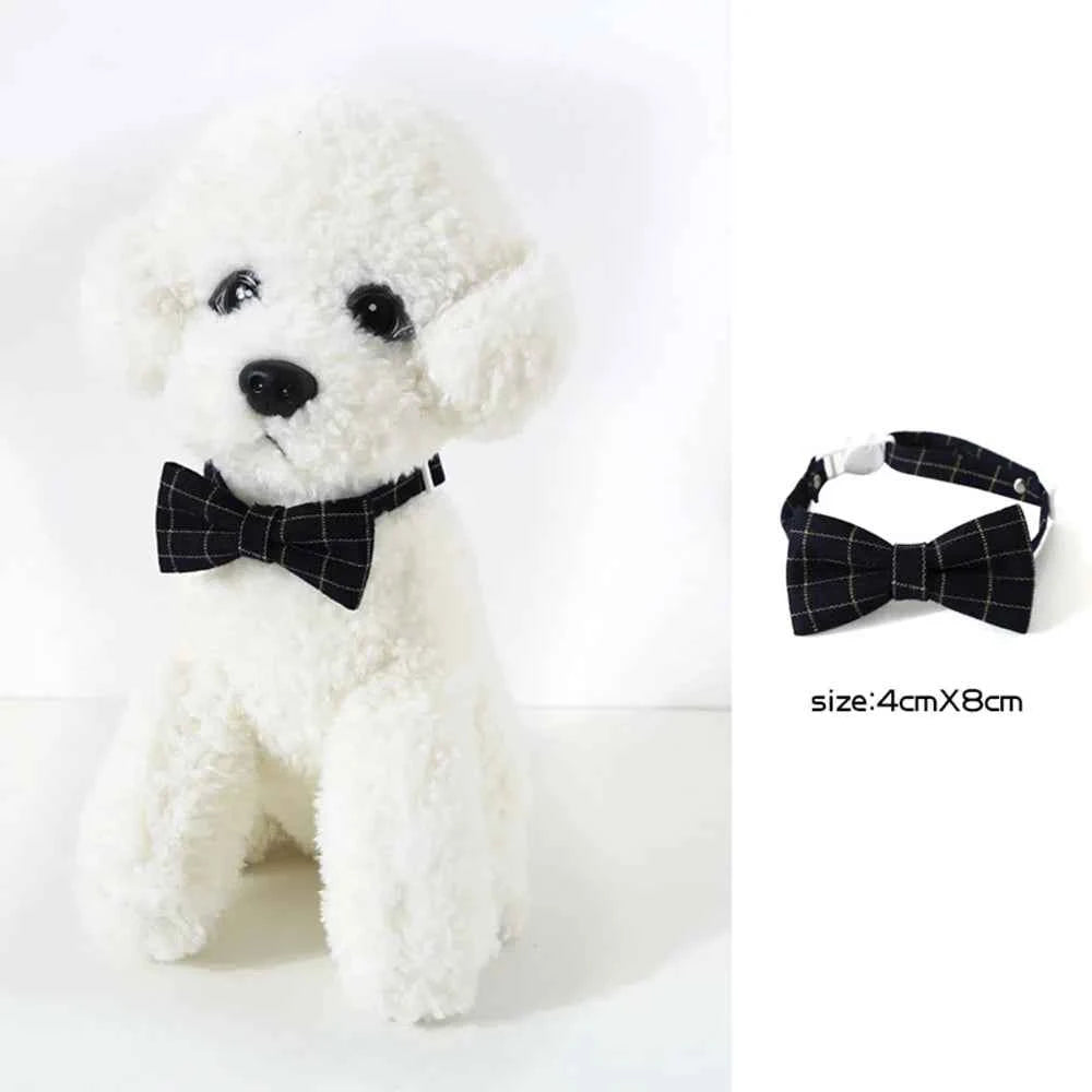 Pet Accessories for Dogs Cats Bowtie British Style Puppy Plaid Tie Breakaway Bowknot Collar for Small Dog Cat Gentleman Costume