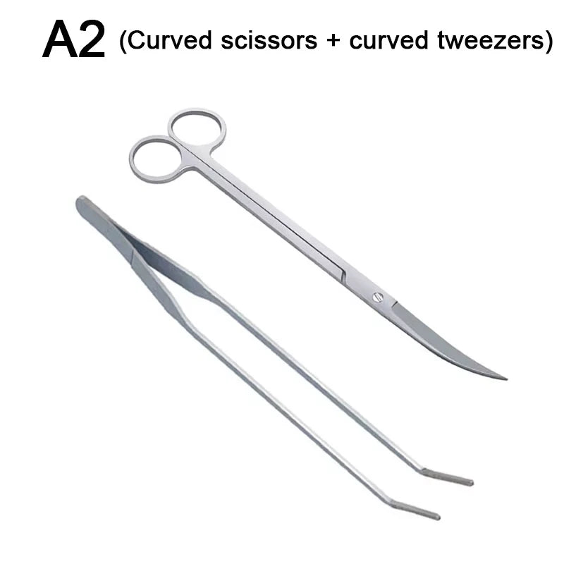 Aquarium Scissor Tools Set Wave Scissors Tweezers Plants Grass Stainless Cleaning Tools Fish Tank Shovels Aquarium Accessories