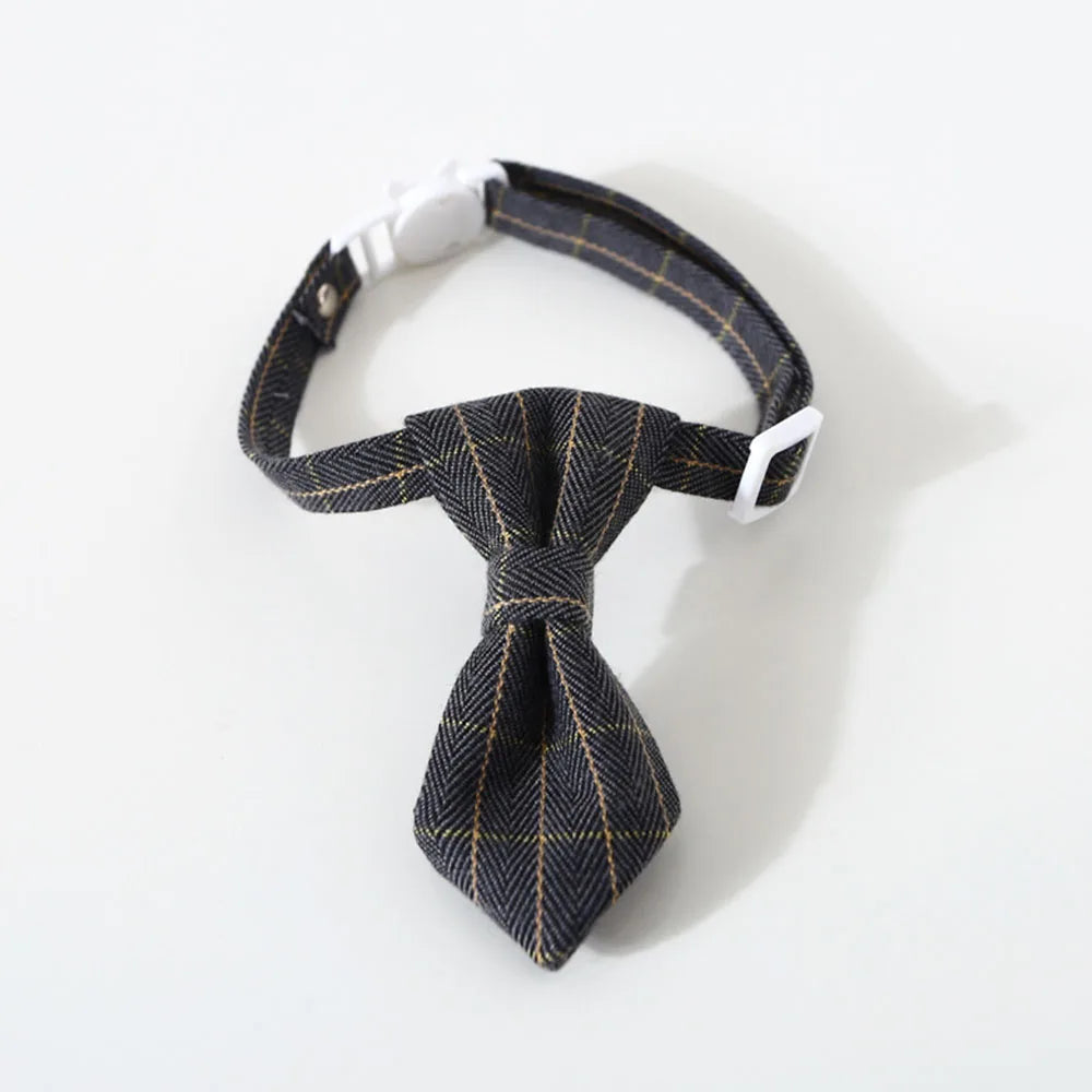 Pet Accessories for Dogs Cats Bowtie British Style Puppy Plaid Tie Breakaway Bowknot Collar for Small Dog Cat Gentleman Costume - Play Paws Toys