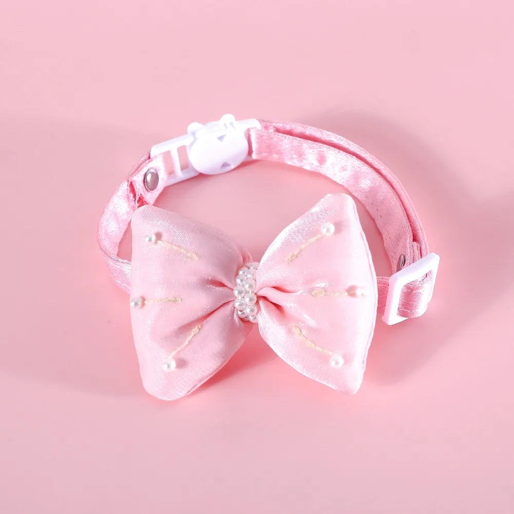 High Quality Heart Pendant Pet Collar Bowknot Durable Pet Supplies Adjustable Solid Color Cats Bow Tie Pets Accessories