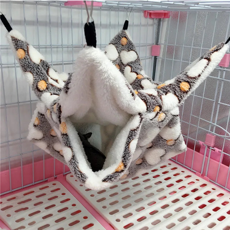 1/2pcs Hamster Hideout Cage Print Fleece Guinea Pig Sugar Glider Sleeping Bed Rodent Hammock Rat Little House Animals Supplies