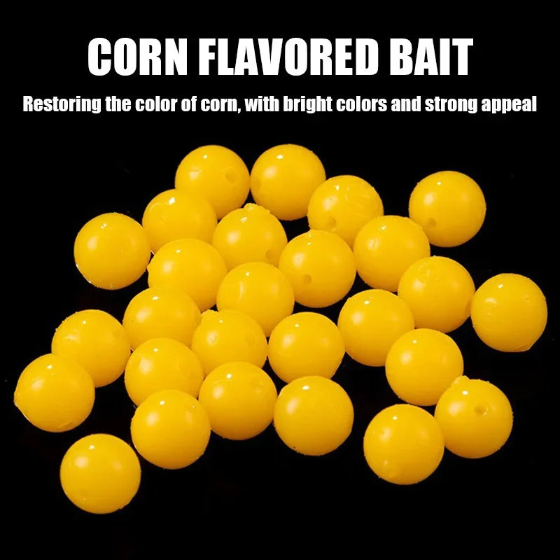 50PCS Floating Corn Soft Lure TPE Corn Flavor Float Fishing Bead Silicone Soft Baits Crankbaits Topwater Lures for Carp Fishing