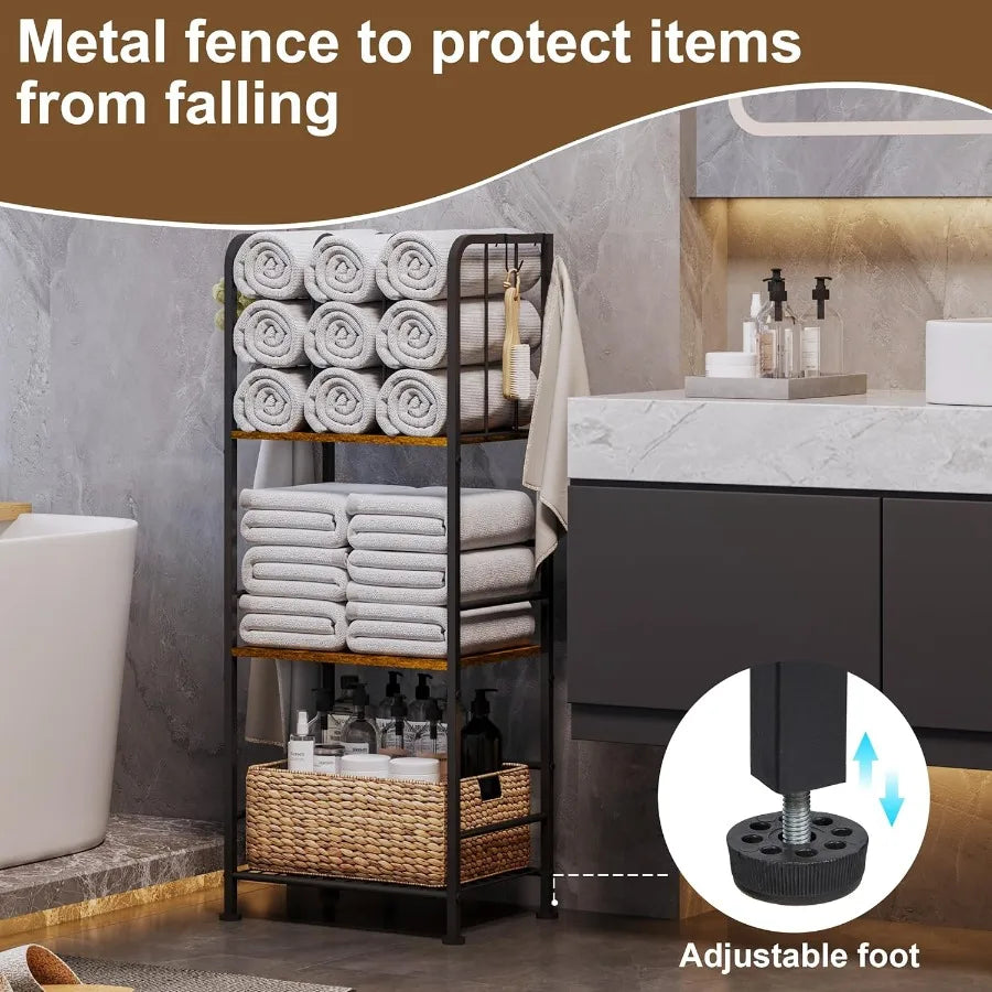 Rack For Bathroom 3-Tier M-Shaped Detachable Dividers, Durable Metal Towel Holder, Pool Items Holder, Space-Saving Storage