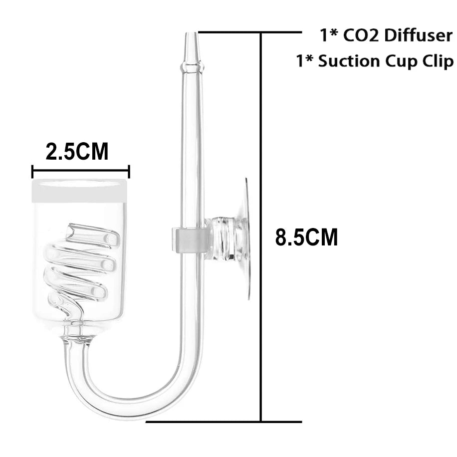 Aquarium CO2 Diffuser 60~300L Plants Tank Atomizer Solenoid Regulator Moss CO2 Atomizer Spiral Glass Tube