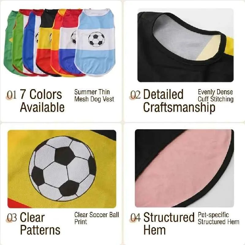 Pet Dog Clothes Football Jersey Dog Shirt Outfit Wear National Flag of Spain France Germany Netherlands Italy Argentina Brazil