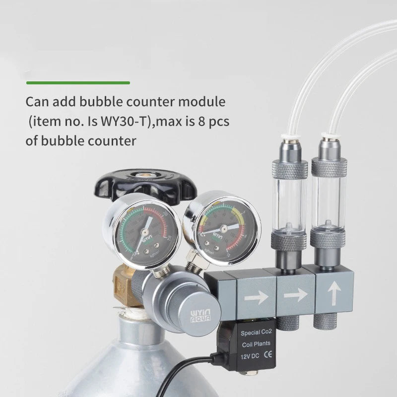 Aquarium CO2 regulator Dual meter solenoid valve Quick plug foam recorder  control system Fish tank CO2 pressure reducing valve