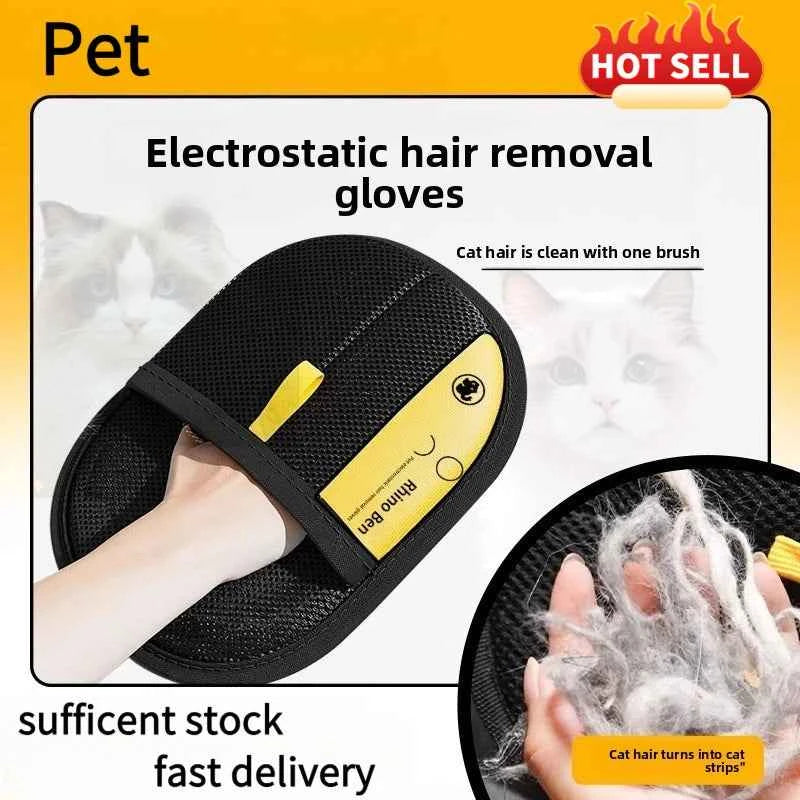 Pet Hair Removal Kit: Sticky Roller, Static Brush & Grooming Gloves - For Cat Dog Fur on Furniture Car Clothing