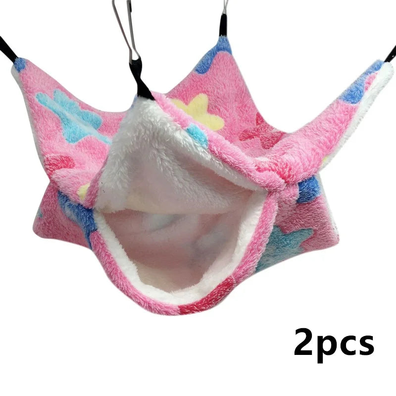 1/2pcs Hamster Hideout Cage Print Fleece Guinea Pig Sugar Glider Sleeping Bed Rodent Hammock Rat Little House Animals Supplies
