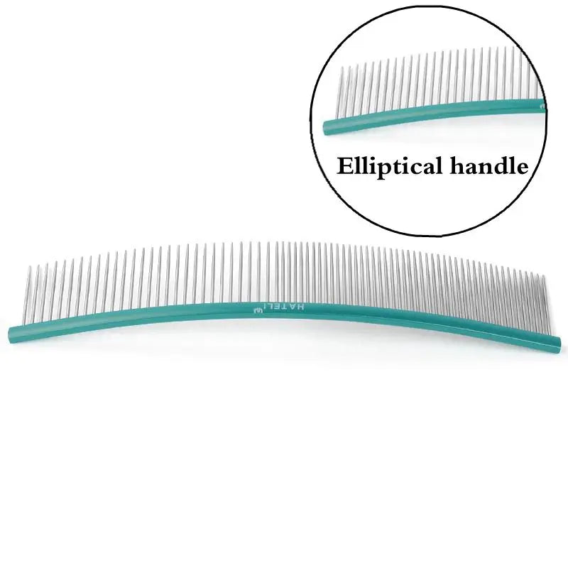 19cm Pet Curved Comb Stainless Combs Professional Pet Grooming Comb Dense Sparse Teeth Dog Cat Cleaning Brush Open Knot Combmb