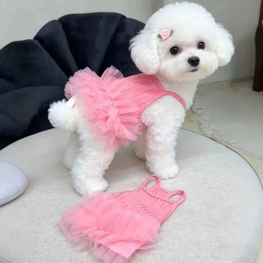 Cute Breathable Puppy Slip Dress Lace Hem Summer Pet Princess Dress Adorable Skin-friendly Dog Puffy Dress for Small Dog Cat