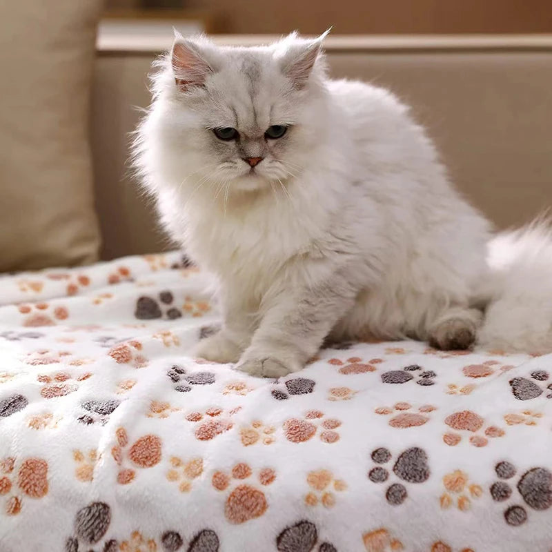 Soft Flannel Fleece Cat Dog Blanket Bed Mats Paw Foot Print Warm Pet Blanket Sleeping Beds Cover Mat For Dogs Cats Pets supplies