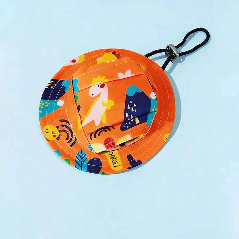 Adjustable Ear Exposed Pet Bucket Hat Summer Sun Hat Cute Print For Small Medium Large Dogs Cats Puppy Pet Accessories