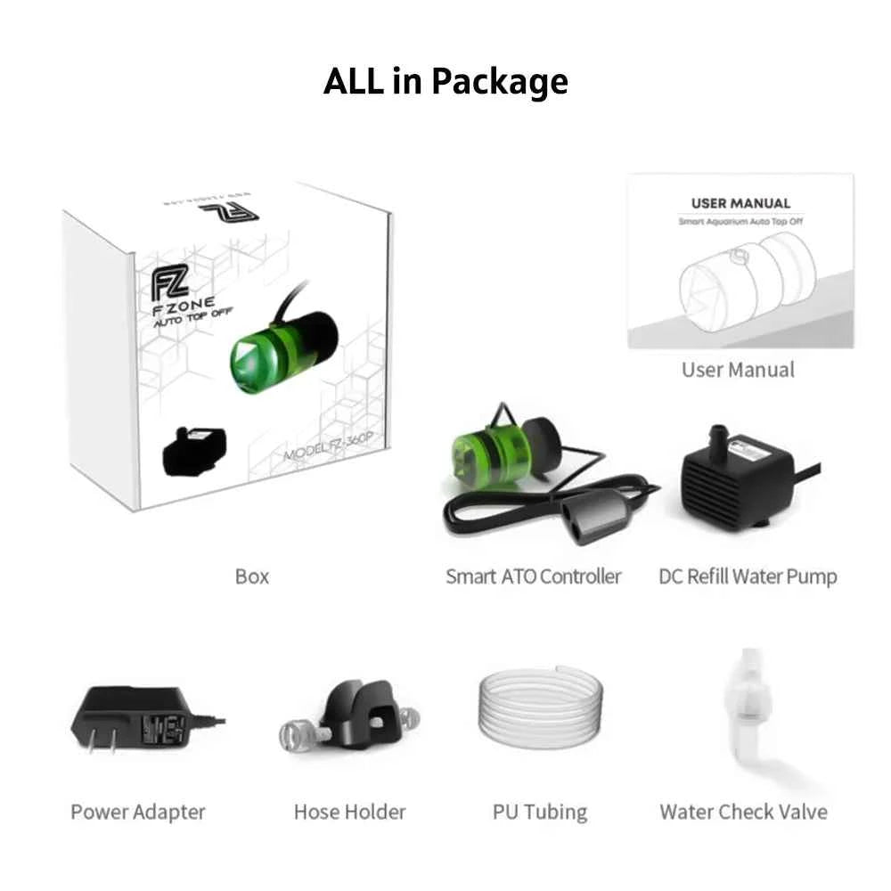 FZONE Smart ATO System Auto Top Off Water Filler Refiller Level Controller with Pump for Aquarium Both Reef and Fresh Tanks