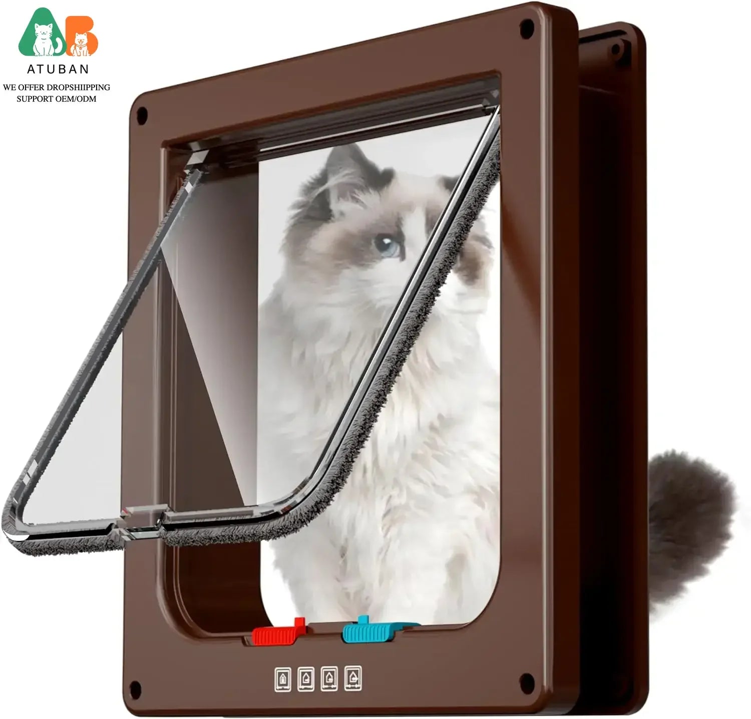 ATUBAN Large Cat Door Interior Door Pet Door for Cat Exterior Door 4 Modes Locking Suitable for Window and Wall,Strong Durable
