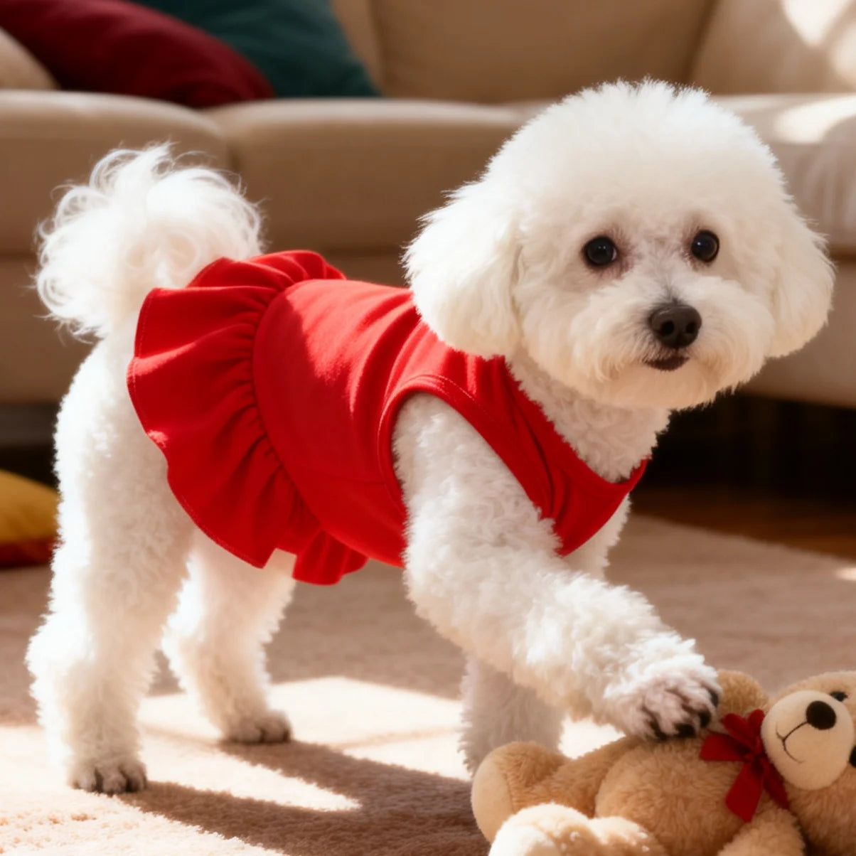Dog Dresses Cat Skirt Solid Color Dog Clothes Summer Sleeveless Puppy Girl Clothes for Small Pet Dogs Cats