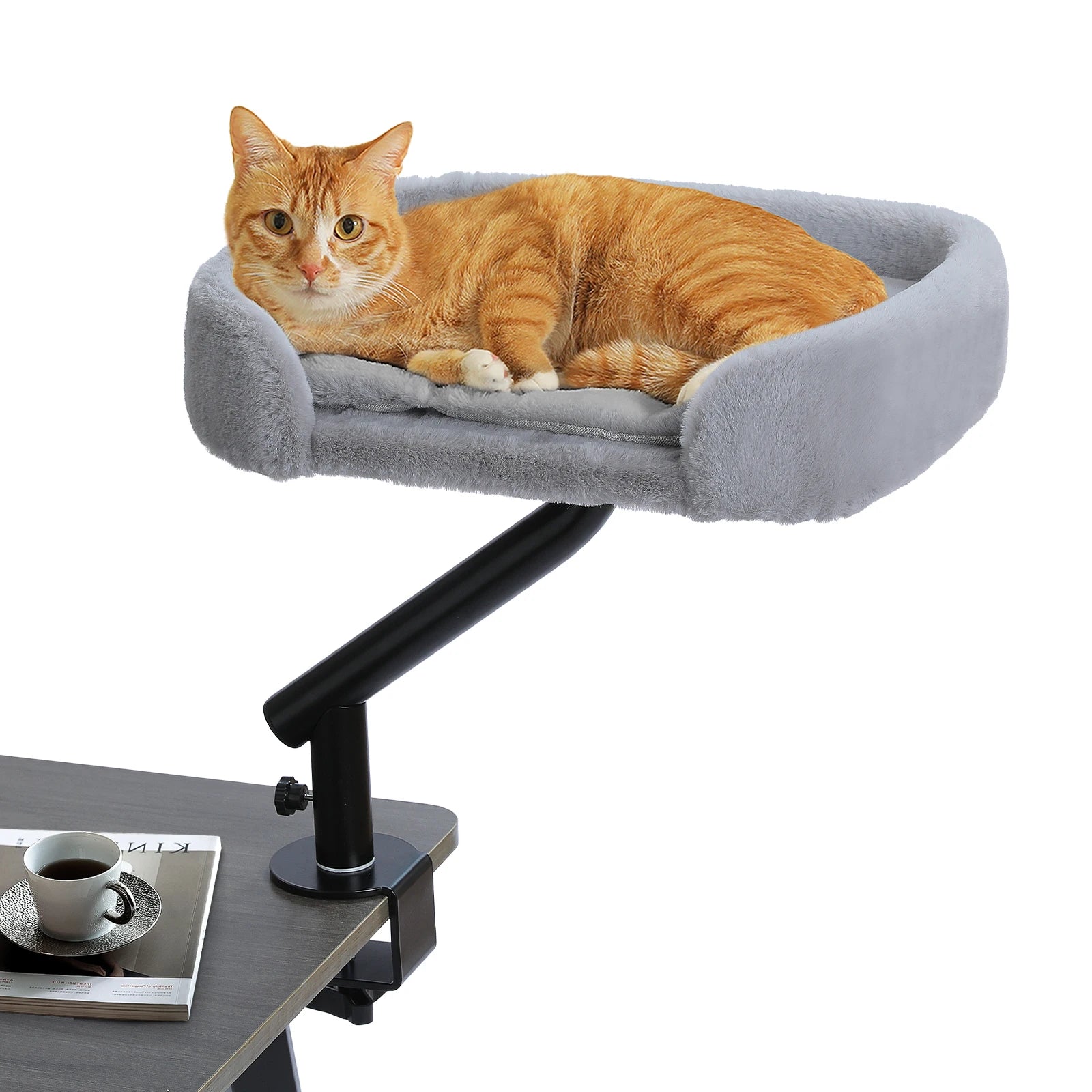 Cat Desk Bed, 360° Rotatable Cat Bed Stand for Indoor Cats, Adjustable Cat Basket, Cats Hammock for Table, Soft Cat Bed for Desk - Play Paws Toys