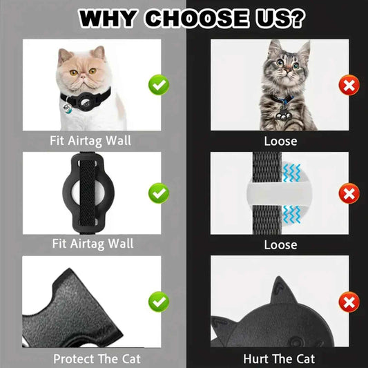 Fashion Airtag Pet Collar Adjustable Elastic Nylon Puppy Cat Collar with Bell Anti-lost GPS Tracker Case（No tracker included）