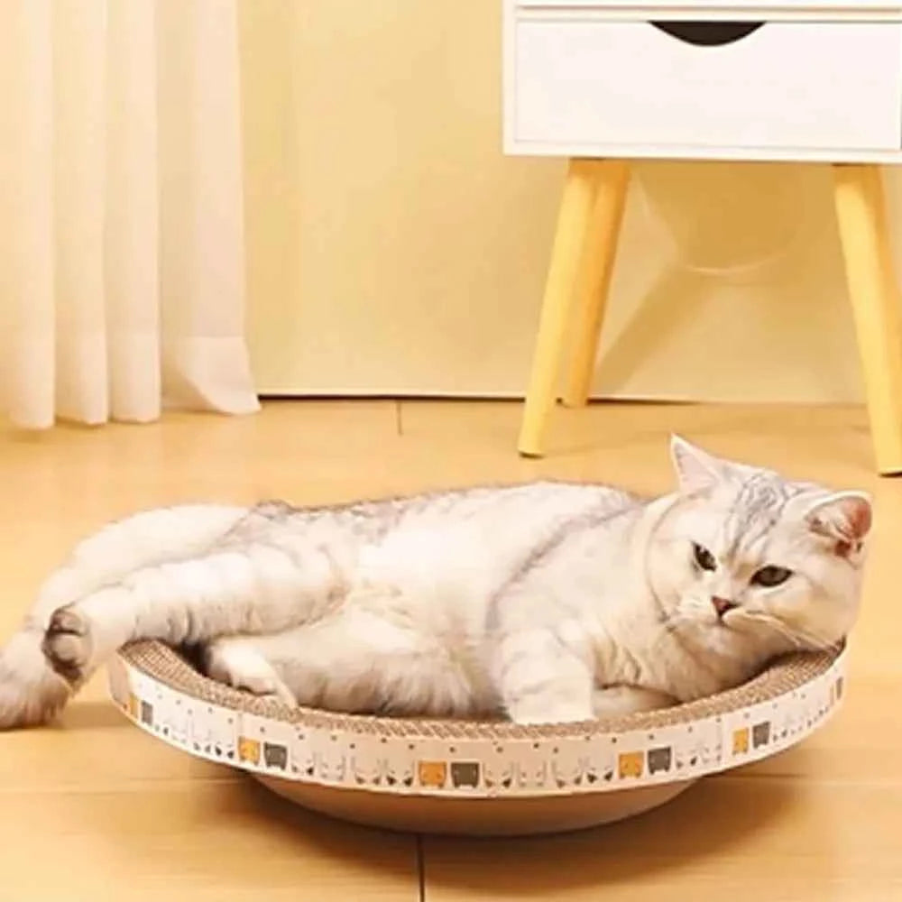 L Size Cat Toys Pet Bed Scratching Board Corrugated Cardboard Bowl Pad Cats Scratcher Toy Oval Grinding Claw Toy Cat Accessories