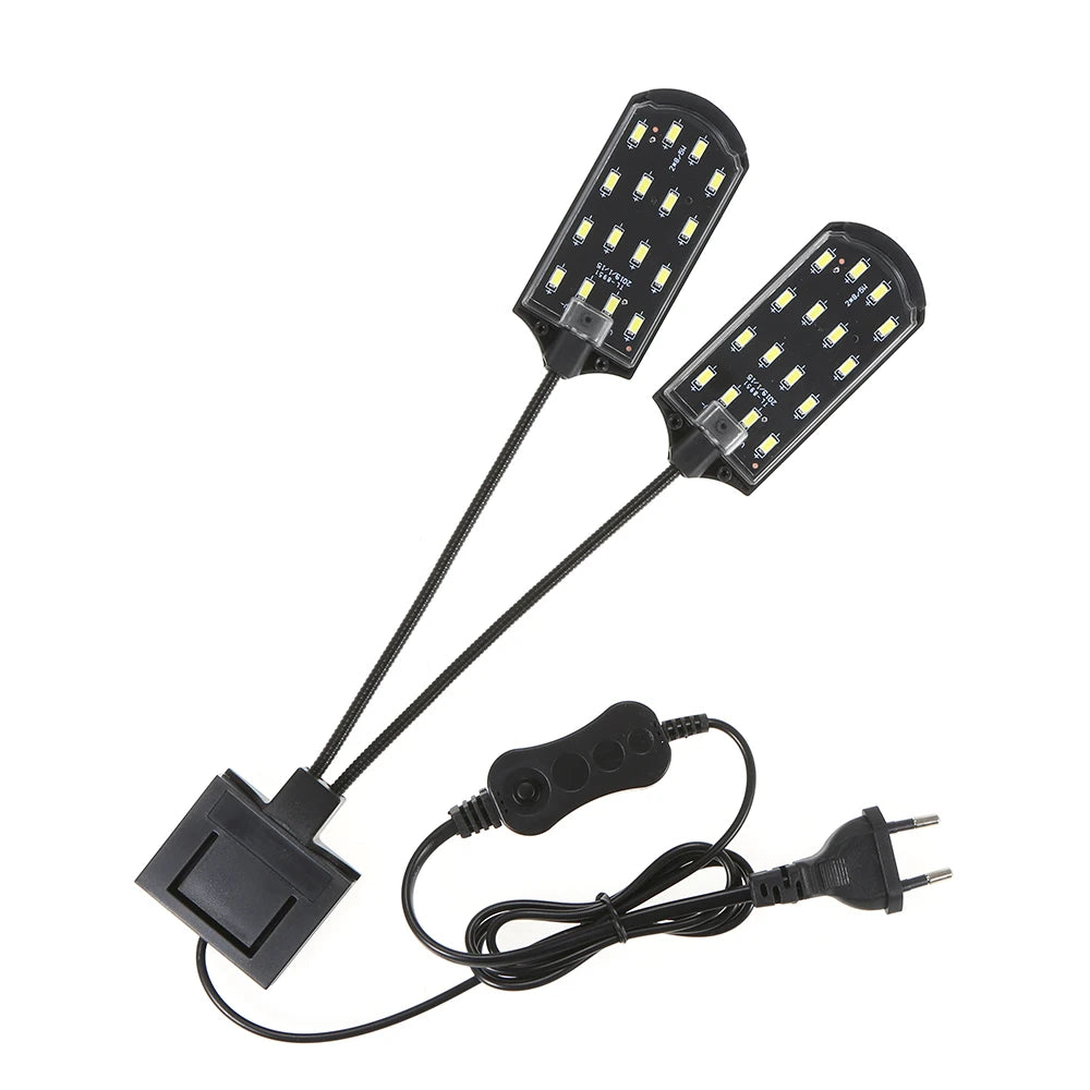 AC220V 10W 32 LED Dual-end Aquarium Light Fish Jar Lamp Flexible Bendable Illumination Angle White Portable