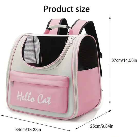 Large capacity collapsible pet backpack with zip closure, handle and mesh vent, perfect for cats and small dogs traveling - Play Paws Toys