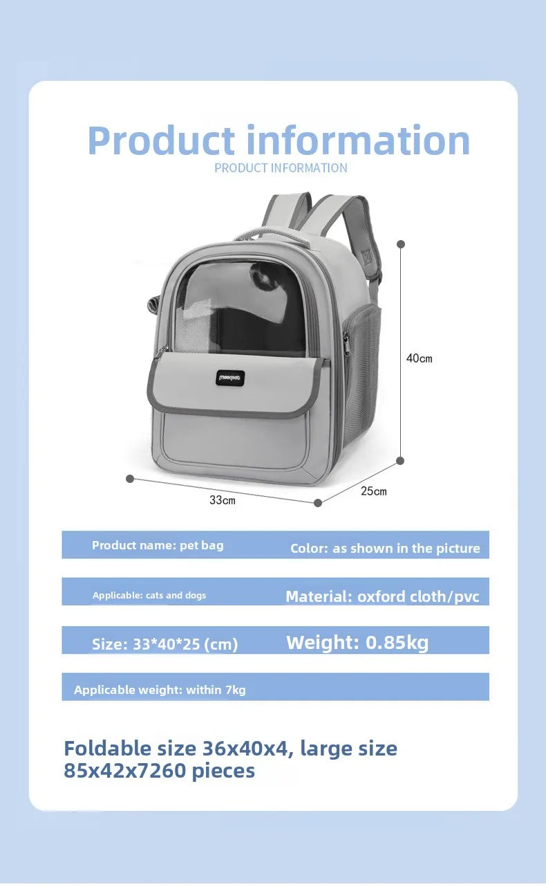 Large Capacity Breathable Mesh Portable Foldable Pet Carrier Backpack for Dog and Cat Outdoor Travel Camping Hiking Supplies - Play Paws Toys