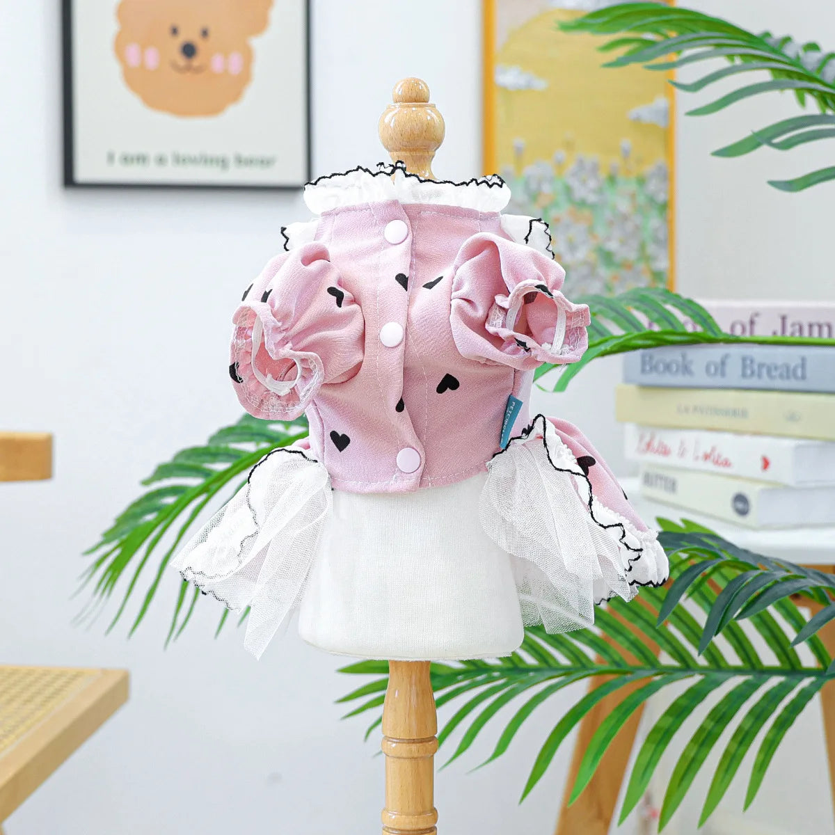 Cute Lace Dog Love Dress Summer Spring Pink Pet Jacket With Skirt Outfit Puppy Animal Cat Clothing Apparel Pomeranian Shih Tzu