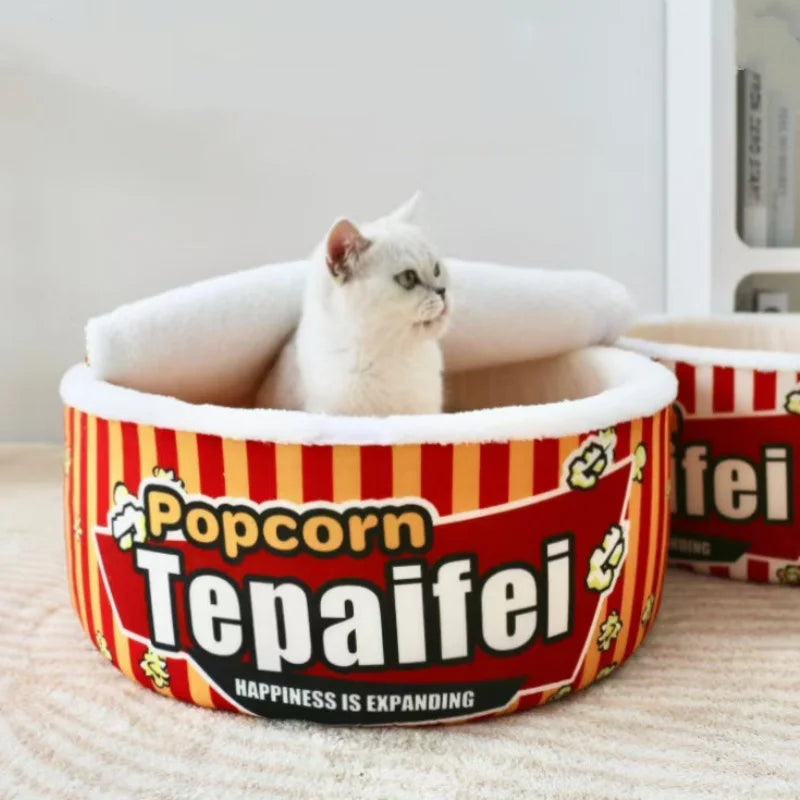 New Cat Nest Closed Sense of Security Winter Warm Popcorn Sleep Nest Winter Cat Sleeping Pet Supplies - Play Paws Toys