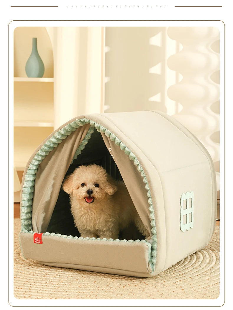 HOOPET  Closed Dog House Winter Windproof Nest for Dogs Cats with Door Curtain Outdoor Portable Cat Tent  Dog Villa Sleep Kennel