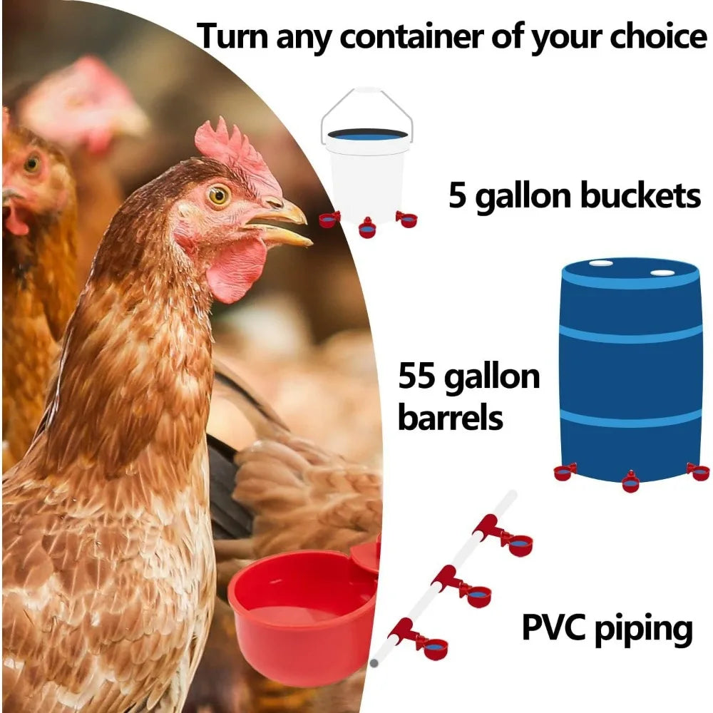 Chicken Drinking Cup Automatic Poultry Drinking Bowl Chicken Waterer Cups Duck Machine Hanging Drinking Bowls Water Dispenser