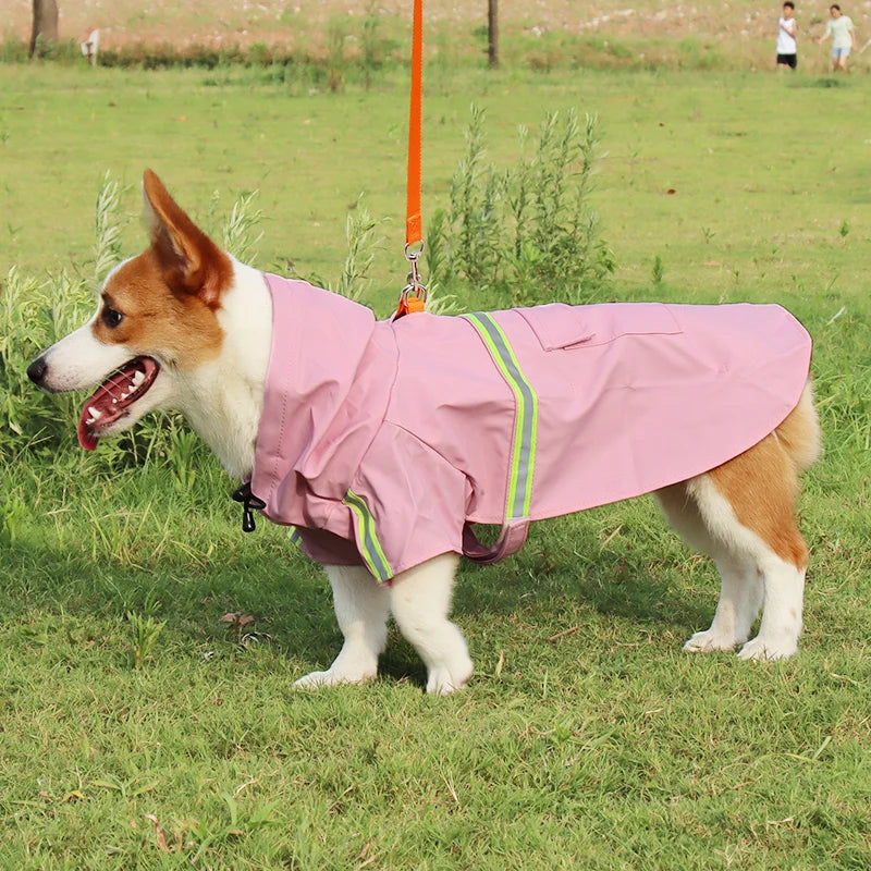 Waterproof Large Dog Raincoat Corgi Cloak Style Puppy Dog Clothes Reflective Pet Windproof Rainproof Hooded Raincoat for Dog