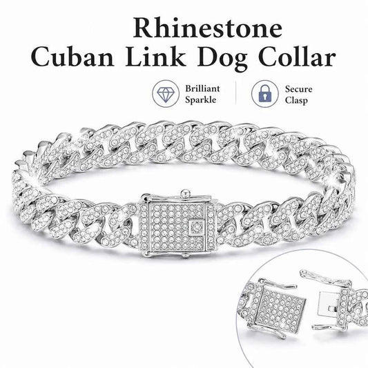 Shiny Rhinestone Cuban Chain Dog Pet Necklace Fashionable and Durable