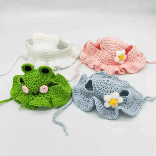 Cute Cat Hat Funny Pets Party Cosplay Headwear Delicate Hemming Pendant Decor Elasticity Knitted Hat Pet Accessories