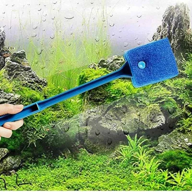 Fish Tank Brush Long Handle Brush Double-sided Cleaning Brush Aquarium Cleaning Tools