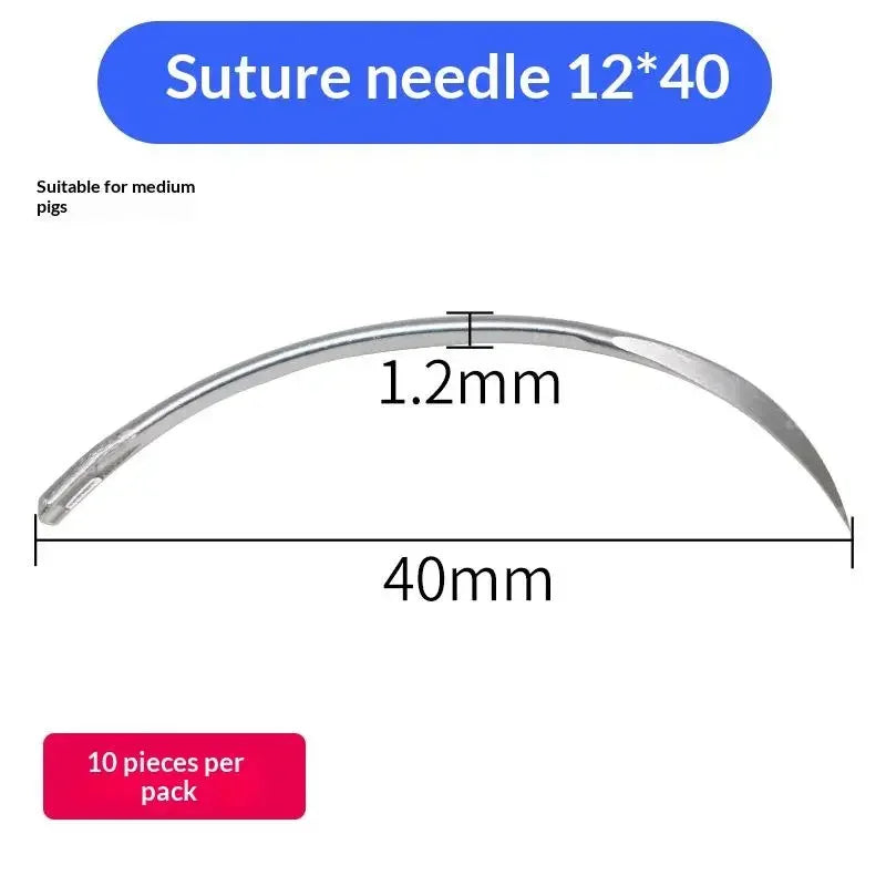 10Pcs/Bag Veterinary Suture Needle Or 1Roll SuturesPig Cattle Sheep Beast Surgical Needles Curved Trigeminal For Veterinary Team