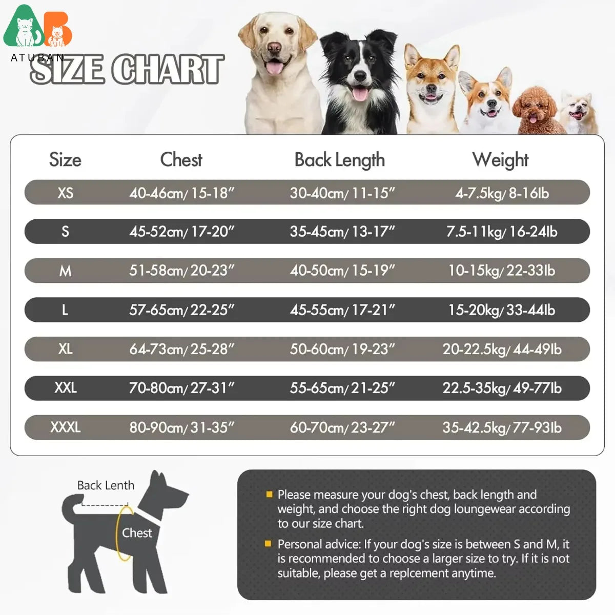 ATUBAN Warm Dog Coat English Plaid Dog Fleece Vest Windbreaker Jacket Winter Clothing Traction Eyelets Suitable for All Dog Type