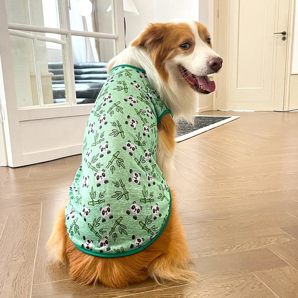 L-7XL  Dog Vest Cute Print Breathable Thin T-Shirt For Medium Large Dog Fashion Vest Large Dog Golden Retriever Clothes