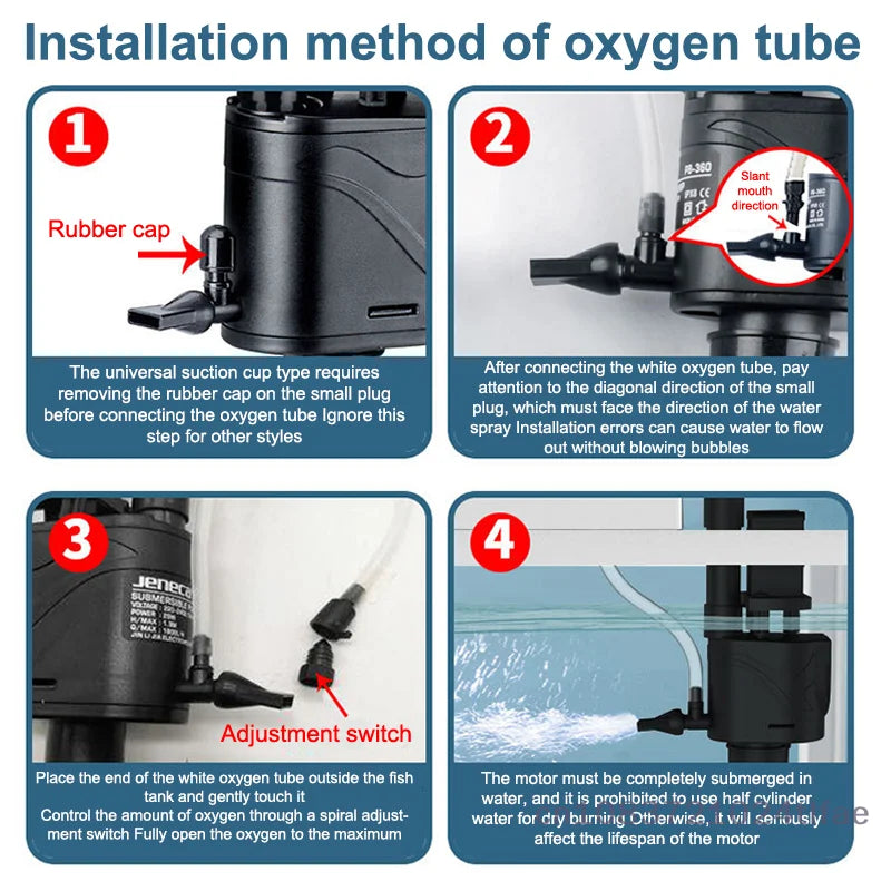 [Ali-YY30] 1 Set Fish Tank Oxygen Pump Quiet Filter 3-In-1 Fish Farming Oxygen Pump Small Upper Filtration Circulation Device