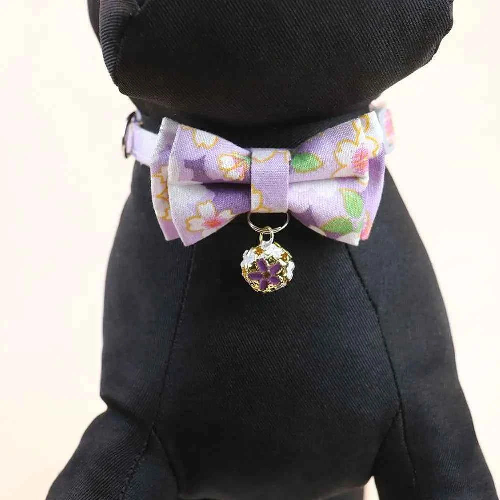 Lattice Bow Pet Cat Collar With Bell Adjustable Pet Collar Bownot Safety Necklace for Puppy Kitten Cat Cute Pattern Pet Supplies