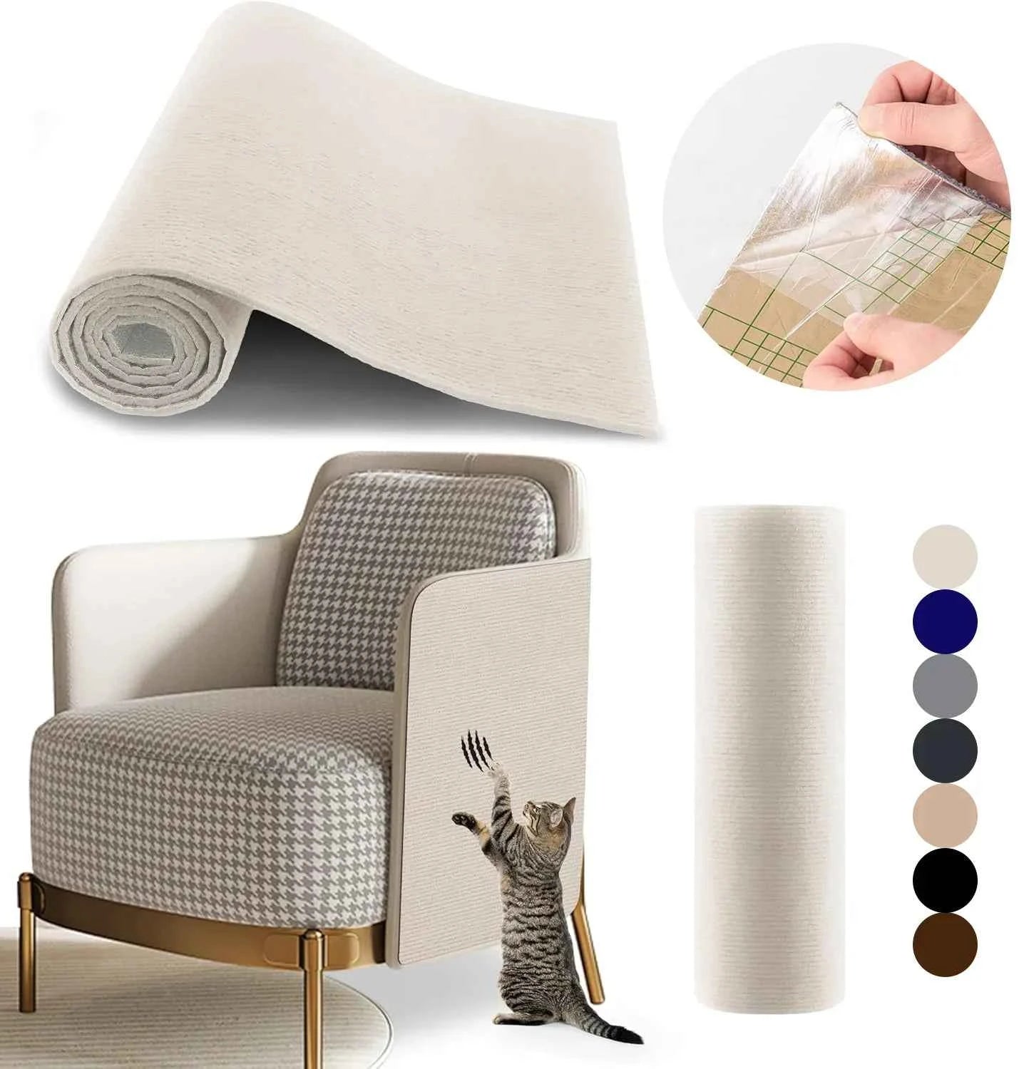 Trimmable Cat Scratch Mat Self-Adhesive Cats Scratch Carpet Anti Cat Scratcher Furniture Couch Corner Indoor Sofa Wall Protector