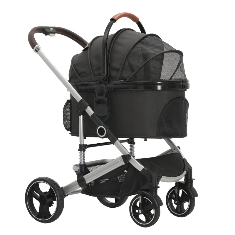 Factory Wholesale Pet Stroller and Carrier Luxury 4 Wheels Pet Portable Folding Travel Dog Trolley for Big and Small Dog - Play Paws Toys