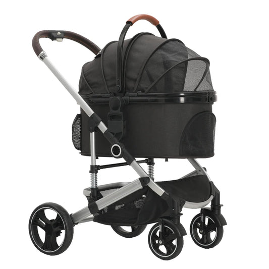 Factory Wholesale Pet Stroller and Carrier Luxury 4 Wheels Pet Portable Folding Travel Dog Trolley for Big and Small Dog - Play Paws Toys