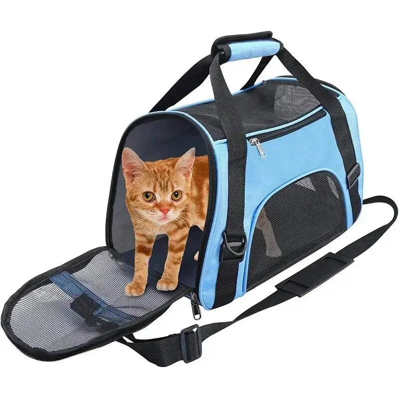 Pet Portable Foldable Four Sided Breathable Mesh Pet Bag Cat and Dog One Shoulder Travel Bag Crossbody Handbag Backpack Cat Bag - Play Paws Toys