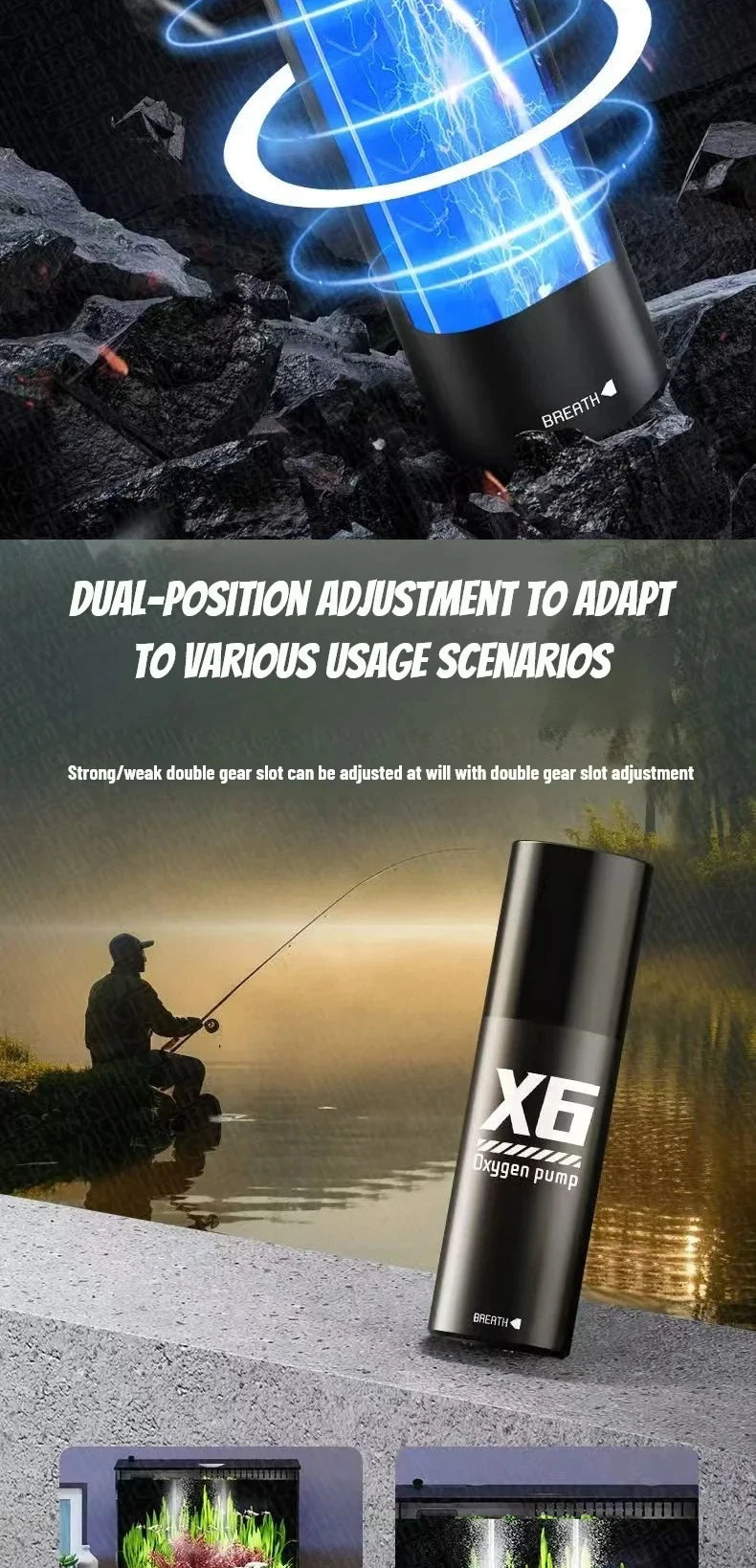 Aquarium Fish Tank Oxygen Pump Charging Dual-Purpose Air Pump Usb Lithium Battery Household Portable Fishing Mute 2400ma Outdoo