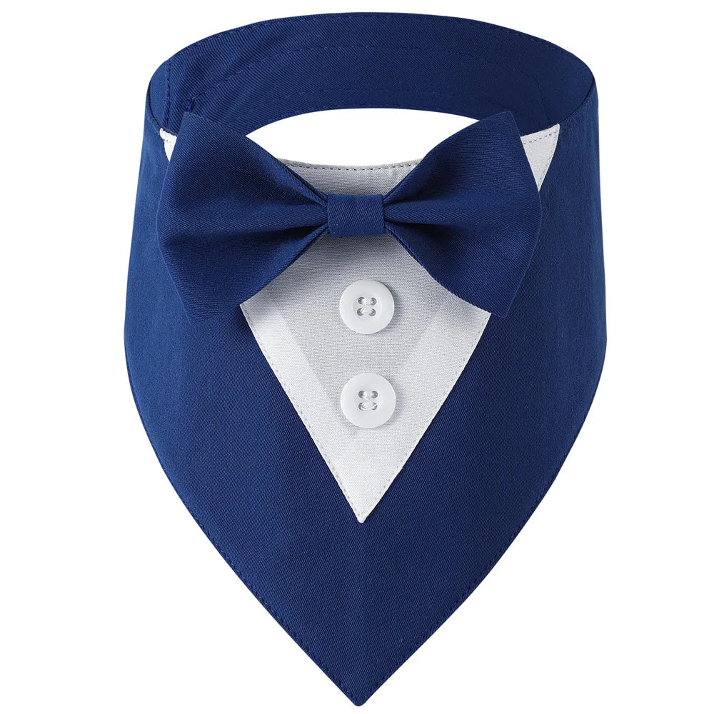 Sucado Handsome Wedding Pet Dog Bandana, Elegant Tuxedo Suit Scarf with Bowtie,  Luxury Formal Engagement Birthday Party Gifts