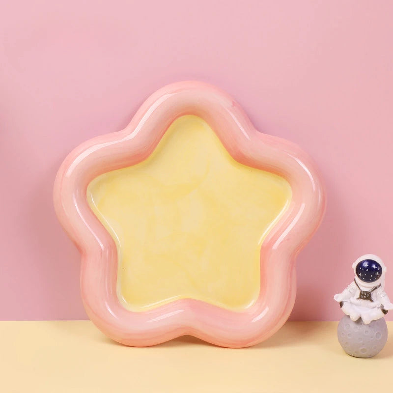New Cat ceramic bowl cute weet cat food bowl large caliber anti knock home aesthetic decoration desktop ornament display plate