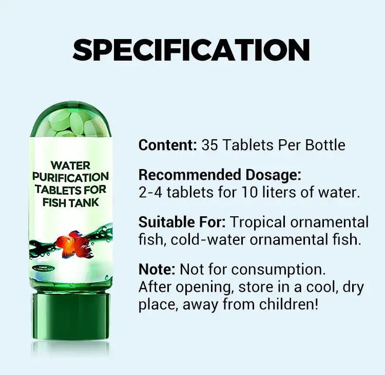 Water Purification Tablets Eco-Friendly Aquarium Water Purifier Fast-Acting Fish Tank Cleaning Solution Aquarium Water Clarifier